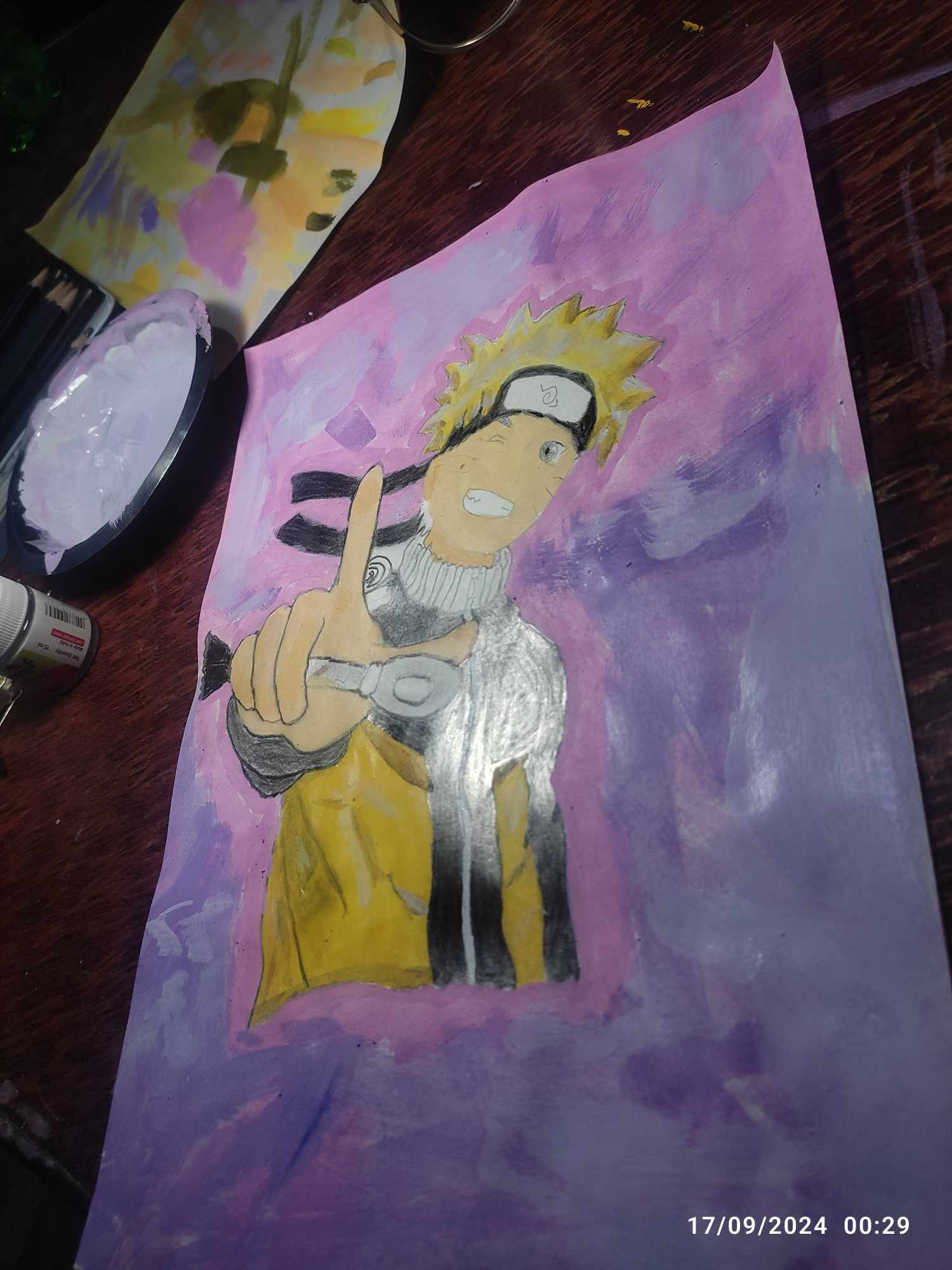 Naruto, it was my 1st try using acrelic colours in life